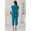 image:imageEkouaer Capri Pajamas Set Womens Ruffle Sleeve Top and Capri Pants Soft Sleepwear Loungewear with PocketsPeacock Blue