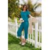 image:imageEkouaer Capri Pajamas Set Womens Ruffle Sleeve Top and Capri Pants Soft Sleepwear Loungewear with PocketsPeacock Blue