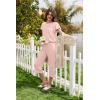 image:imageEkouaer Capri Pajamas Set Womens Ruffle Sleeve Top and Capri Pants Soft Sleepwear Loungewear with PocketsPink