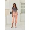 image:imageEkouaer Capri Pajamas Set Womens Ruffle Sleeve Top and Capri Pants Soft Sleepwear Loungewear with PocketsTiedye Greycoral