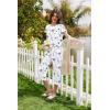 image:imageEkouaer Capri Pajamas Set Womens Ruffle Sleeve Top and Capri Pants Soft Sleepwear Loungewear with PocketsWhite Floral