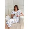 image:imageEkouaer Capri Pajamas Set Womens Ruffle Sleeve Top and Capri Pants Soft Sleepwear Loungewear with PocketsWhite Floral
