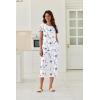 image:imageEkouaer Capri Pajamas Set Womens Ruffle Sleeve Top and Capri Pants Soft Sleepwear Loungewear with PocketsWhite Floral
