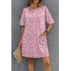 image:imageEkouaer Cotton Nightgowns for Women Short Sleeve Sleep Shirts Crew Neck Night Dress Nightshirt with Pockets S2XLPink Flower
