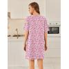 image:imageEkouaer Cotton Nightgowns for Women Short Sleeve Sleep Shirts Crew Neck Night Dress Nightshirt with Pockets S2XLPink Flower
