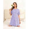 image:imageEkouaer Cotton Nightgowns for Women Short Sleeve Sleep Shirts Crew Neck Night Dress Nightshirt with Pockets S2XLPurple