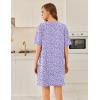 image:imageEkouaer Cotton Nightgowns for Women Short Sleeve Sleep Shirts Crew Neck Night Dress Nightshirt with Pockets S2XLPurple