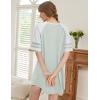 image:imageEkouaer Cotton Nightgowns for Women Short Sleeve Sleep Shirts Crew Neck Night Shirts Soft Color Block Night GownLight Green