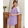 image:imageEkouaer Cotton Nightgowns for Women Short Sleeve Sleep Shirts Crew Neck Night Shirts Soft Color Block Night GownLight Purple