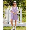 image:imageEkouaer Cotton Nightgowns for Women Short Sleeve Sleep Shirts Crew Neck Night Shirts Soft Color Block Night GownLight Purple