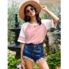 image:imageEkouaer Cotton Nightgowns for Women Short Sleeve Sleep Shirts Crew Neck Night Shirts Soft Color Block Night GownPink