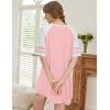 image:imageEkouaer Cotton Nightgowns for Women Short Sleeve Sleep Shirts Crew Neck Night Shirts Soft Color Block Night GownPink