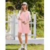 image:imageEkouaer Cotton Nightgowns for Women Short Sleeve Sleep Shirts Crew Neck Night Shirts Soft Color Block Night GownPink