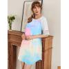 image:imageEkouaer Cotton Nightgowns for Women Short Sleeve Sleep Shirts Crew Neck Night Shirts Soft Color Block Night GownTie Dye Pink