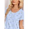 image:imageEkouaer Cotton Nightgowns for Women Vintage Victorian Night Gowns Short Sleeve Sleep Shirts Lace Sleep Dress Soft SleepwearFloral Blue