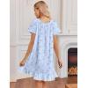 image:imageEkouaer Cotton Nightgowns for Women Vintage Victorian Night Gowns Short Sleeve Sleep Shirts Lace Sleep Dress Soft SleepwearFloral Blue
