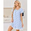 image:imageEkouaer Cotton Nightgowns for Women Vintage Victorian Night Gowns Short Sleeve Sleep Shirts Lace Sleep Dress Soft SleepwearFloral Blue