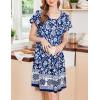 image:imageEkouaer House Dress for Women with Pockets Short Sleeve Moo Moos Plus Size Nightgowns Floral Print Mumu DressesBohemian Flowers Blue