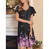 image:imageEkouaer House Dress for Women with Pockets Short Sleeve Moo Moos Plus Size Nightgowns Floral Print Mumu DressesCherry Blossoms Black