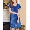 image:imageEkouaer House Dress for Women with Pockets Short Sleeve Moo Moos Plus Size Nightgowns Floral Print Mumu DressesEthnic Print Blue