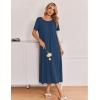 image:imageEkouaer Long Nightgowns for Women 3 Pack Night Gown Short Sleeve House Dress V Neck Lounge Dress Plus Size Sleep ShirtsBlack FloralGreyBlue
