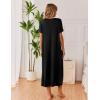 image:imageEkouaer Long Nightgowns for Women 3 Pack Night Gown Short Sleeve House Dress V Neck Lounge Dress Plus Size Sleep ShirtsBlackBlack Pink FloralGreen Floral