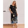 image:imageEkouaer Long Nightgowns for Women 3 Pack Night Gown Short Sleeve House Dress V Neck Lounge Dress Plus Size Sleep ShirtsBlackGreyBlack Butterfly