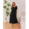 image:imageEkouaer Long Nightgowns for Women 3 Pack Night Gown Short Sleeve House Dress V Neck Lounge Dress Plus Size Sleep ShirtsBlackGreyBlue