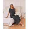 image:imageEkouaer Long Nightgowns for Women 3 Pack Night Gown Short Sleeve House Dress V Neck Lounge Dress Plus Size Sleep ShirtsBlackGreyGrey Stripe