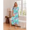 image:imageEkouaer Long Nightgowns for Women 3 Pack Night Gown Short Sleeve House Dress V Neck Lounge Dress Plus Size Sleep ShirtsBlackLilacGreen Flower
