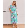 image:imageEkouaer Long Nightgowns for Women 3 Pack Night Gown Short Sleeve House Dress V Neck Lounge Dress Plus Size Sleep ShirtsBlackLilacGreen Flower