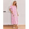 image:imageEkouaer Long Nightgowns for Women 3 Pack Night Gown Short Sleeve House Dress V Neck Lounge Dress Plus Size Sleep ShirtsBlue Moon StarPurple StarPink Floral
