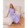 image:imageEkouaer Long Nightgowns for Women 3 Pack Night Gown Short Sleeve House Dress V Neck Lounge Dress Plus Size Sleep ShirtsBlue Moon StarPurple StarPink Floral