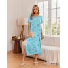 image:imageEkouaer Long Nightgowns for Women 3 Pack Night Gown Short Sleeve House Dress V Neck Lounge Dress Plus Size Sleep ShirtsGrey CoffeePurple StarBlue Butterfly