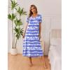 image:imageEkouaer Long Nightgowns for Women 3 Pack Night Gown Short Sleeve House Dress V Neck Lounge Dress Plus Size Sleep ShirtsTie Dye BlueWhite FloralGreen Flower