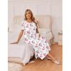 image:imageEkouaer Long Nightgowns for Women 3 Pack Night Gown Short Sleeve House Dress V Neck Lounge Dress Plus Size Sleep ShirtsTie Dye BlueWhite FloralGreen Flower