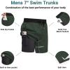 image:imageEkouaer Mens 7 Swim Trunks Swimwear Zip Pockets Beach Board Shorts Bathing Suits with Mesh LiningZ Dark Green Print