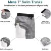 image:imageEkouaer Mens 7 Swim Trunks Swimwear Zip Pockets Beach Board Shorts Bathing Suits with Mesh LiningZ Gray Leaves