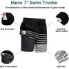 image:imageEkouaer Mens 7 Swim Trunks Swimwear Zip Pockets Beach Board Shorts Bathing Suits with Mesh LiningZ Stripes Black Gray