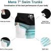 image:imageEkouaer Mens 7 Swim Trunks Swimwear Zip Pockets Beach Board Shorts Bathing Suits with Mesh LiningZ Stripes Black Green
