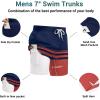 image:imageEkouaer Mens 7 Swim Trunks Swimwear Zip Pockets Beach Board Shorts Bathing Suits with Mesh LiningZ Stripes Navy Red
