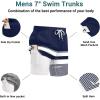 image:imageEkouaer Mens 7 Swim Trunks Swimwear Zip Pockets Beach Board Shorts Bathing Suits with Mesh LiningZ Stripes Navy White