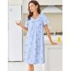 image:imageEkouaer Moo Moos for Women House Dress With Pockets Cotton Nightgowns Short Sleeve Night gowns Embroidered Mumu DressBlue Floral