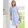 image:imageEkouaer Moo Moos for Women House Dress With Pockets Cotton Nightgowns Short Sleeve Night gowns Embroidered Mumu DressBlue Floral
