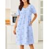 image:imageEkouaer Moo Moos for Women House Dress With Pockets Cotton Nightgowns Short Sleeve Night gowns Embroidered Mumu DressBlue Floral