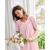 image:imageEkouaer Moo Moos for Women House Dress With Pockets Cotton Nightgowns Short Sleeve Night gowns Embroidered Mumu DressDeep Pink