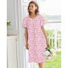 image:imageEkouaer Moo Moos for Women House Dress With Pockets Cotton Nightgowns Short Sleeve Night gowns Embroidered Mumu DressPink Floral