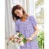 image:imageEkouaer Moo Moos for Women House Dress With Pockets Cotton Nightgowns Short Sleeve Night gowns Embroidered Mumu DressPurple Flowers
