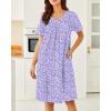 image:imageEkouaer Moo Moos for Women House Dress With Pockets Cotton Nightgowns Short Sleeve Night gowns Embroidered Mumu DressPurple Flowers