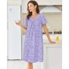 image:imageEkouaer Moo Moos for Women House Dress With Pockets Cotton Nightgowns Short Sleeve Night gowns Embroidered Mumu DressPurple Flowers